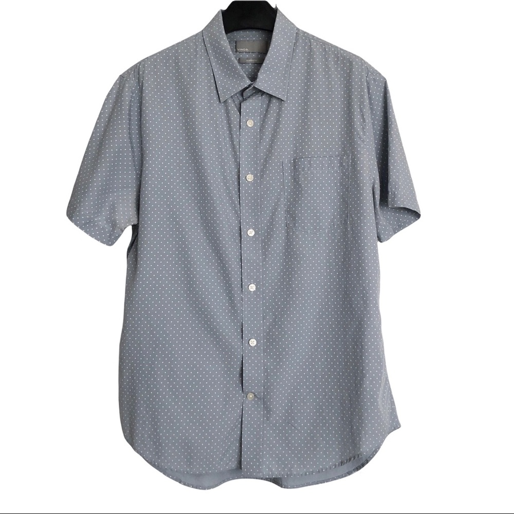 Vince Men's Classic Fit Micro Star Print Short Sleeve Button-Up Shirt